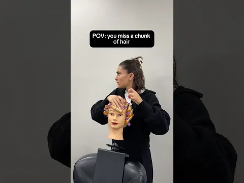 Miss a chuck of hair? Yank it out😭 #perm #hair #beautyschool #haircut #hairschool #cosmostudent