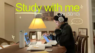 3HR Study With Me at my new home pomodoro crackling fire sound