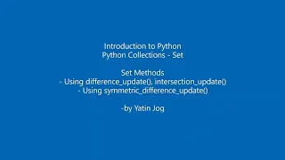 Set Methods - difference