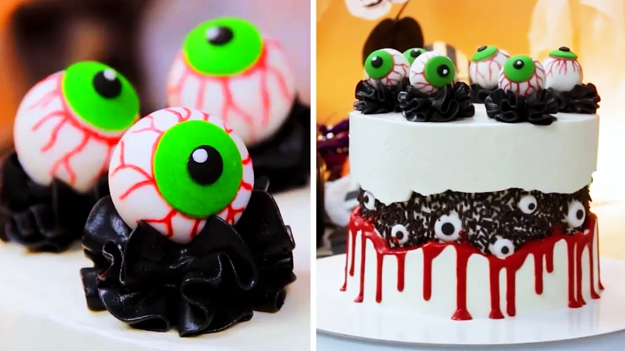 Spooky Monster Eyeball Cake   How To Make Halloween Fault Line Cake   Hoopla Recipes