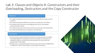 Lab 3 Classes and Objects II Constructors