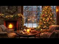 Relaxing Christmas Music by the Fireplace and Snowfall - Cozy Christmas Cabin to Relax, Sleep