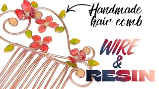 Handmade Hair Comb- Copper Wire and Resin- DIY
