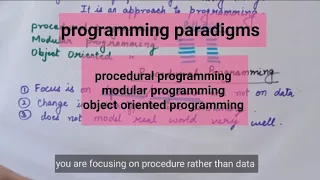 programming paradigms- procedural modular object oriented approach
