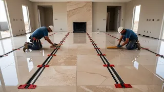 Process Professional Large Format Tile Laying 1000x1000 - Techniques Install Is Quick and Efficient