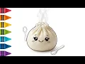 VIRAL Dumpling Drawing Coloring for Kids Easy How to Draw Cute Squishy Dumpling