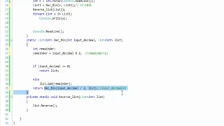 Denary to Binary conversion recursion c