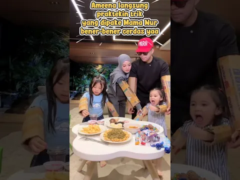 Ameena langsung praktekin trik Mamanya saat makan pake tngan kardus #attahalilintar #aurelhermansyah