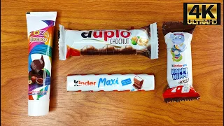 Satisfying Video White Kinder Kinder Maxi Kinder Happy Hippo Chocolate Duplo Chocnut ASMR 