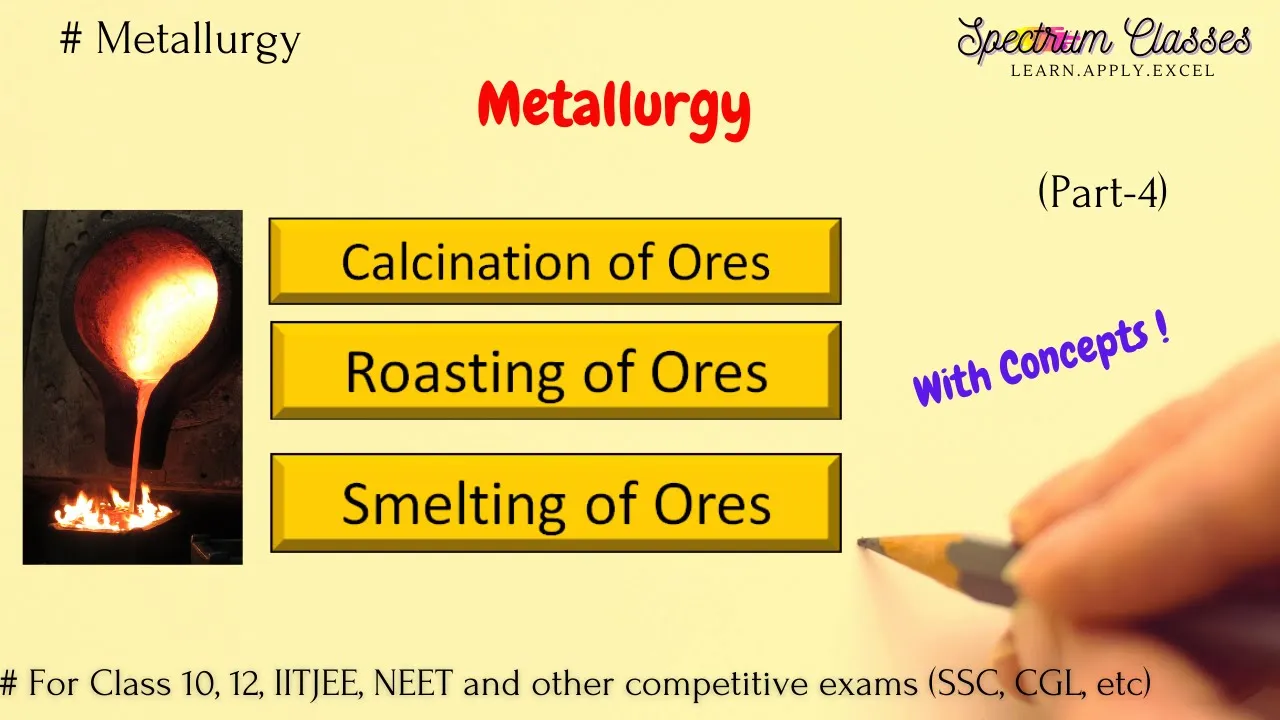 Terms Calcination, Roasting and Smelting of ores |with basic concepts and Explanation with examples
