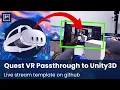 Tutorial FMETP STREAM 3mins Live Meta Quest Camera Access to Unity Github link in Description