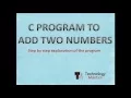 C Program to add Two Numbers Step by step easy explanation