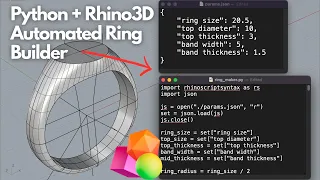 Python and Rhino3D Automated Ring Builder CAD 3d modelling with Rhinoceros3d