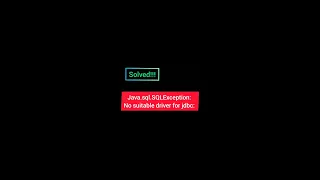 Java sql SQLExeception No suitable driver found solved MYSQL