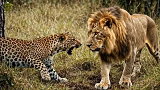 Leopard suddenly faces lion | lion vs leopard