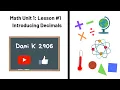 Math Unit 1 Lesson Introducing Decimals Dani K 2906