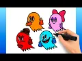 How To Draw Pac-Man Ghosts Easy Drawing Tutorial