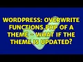 Wordpress Overwrite functions php of a theme - What if the theme is updated
