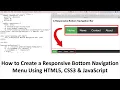 How to CODE a Responsive Bottom Navigation Menu Using HTML5 CSS3 JavaScript New