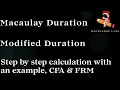 Macaulay and Modified Duration Made Easy CFA and FRM Example Step-by-step Example