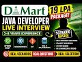DMart Java Developer LIVE Interview Spring Boot Microservices Java 8 Git System Design