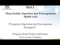 Sapaan Sesi 1 Tuton UT-MK Algoritma Pemrograman MSIM4203 Prodi Sistem Informasi 2023 1