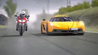 Suzuki TL1000R vs Koenigsegg Jesko Hypercars at Old SPA on The Wet Track