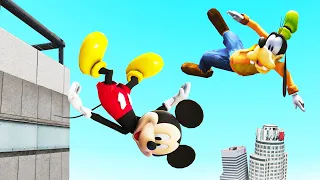 GTA 5 Mickey Mouse Team Crazy Jumps From The Highest Buildings!#2
