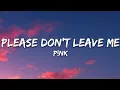 Lagu P!nk - Please Don't Leave Me (Lyrics)