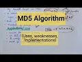 MD5 Algorithm applications disadvantages Implementations