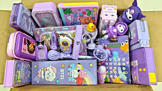 Unboxing PURPLE Stationery Collection, Notebook With Calculator, BT21, Pencil Box, Eraser, Diary