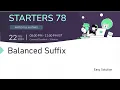 Balanced Suffix Codechef Starters 78