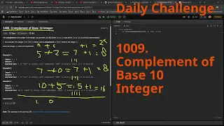 Leetcode Daily Challenge 1009 Complement of Base 10 Integer