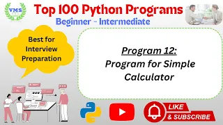 Python Program 012 Simple Calculator Using if Elif Else Python Basic Program