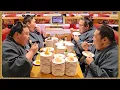SUMO 500 Plates of Sushi Wrestlers INSANE Post-Tournament Feast at a Conveyor Belt Sushi