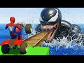 Lagu سبايدر مان اصعب دراجة نارية فوق اسماك القرش - Superheroes Ride on Motorcycle Stunt Funny Moments??