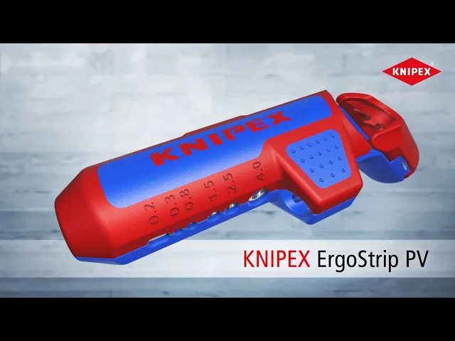 Универсален инструмент за заголване на PV кабели ErgoStrip, дясна ръкохватка 135мм, с фиксатор, Knipex, KNIPEX, K169503SB