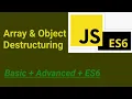 Array Destructuring Object Destructuring ES6 JavaScript Hindi