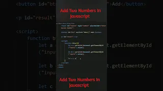 Add Two Numbers In Javascript