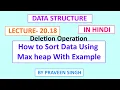 Data structure lecture 20 18 How to sort data using max heap with example in hindi