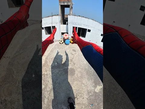 how many balls are there  ?   #parkour #spiderman #spidermanparkour #delhikaspiderman #balloons