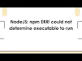 NodeJS npm ERR could not determine executable to run