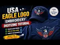 USA Eagle Logo Embroidery Digitizing Tutorial Clean Easy Design for Beginners