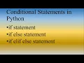 Python Lecture 12 Conditional Statements in Python If Elif Else Statements in Python