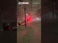 A Car Slides Off The Road Amid Slick Road Conditions