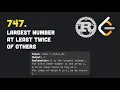 Leetcode 747 Largest Number At Least Twice of Others