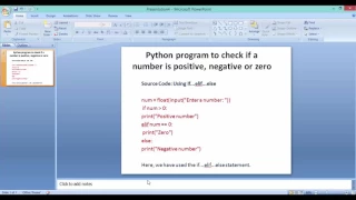Program to Check Postive And Negative Numbers Python Programming Tutorials