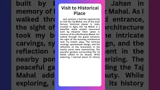 Essay On Visit To Historical Place Essay 
