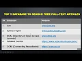 Top five database to search full-text research articles