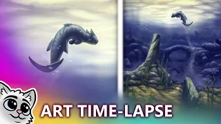 Painting an underwater scene